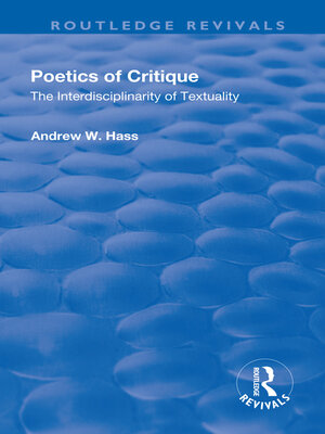 cover image of Poetics of Critique